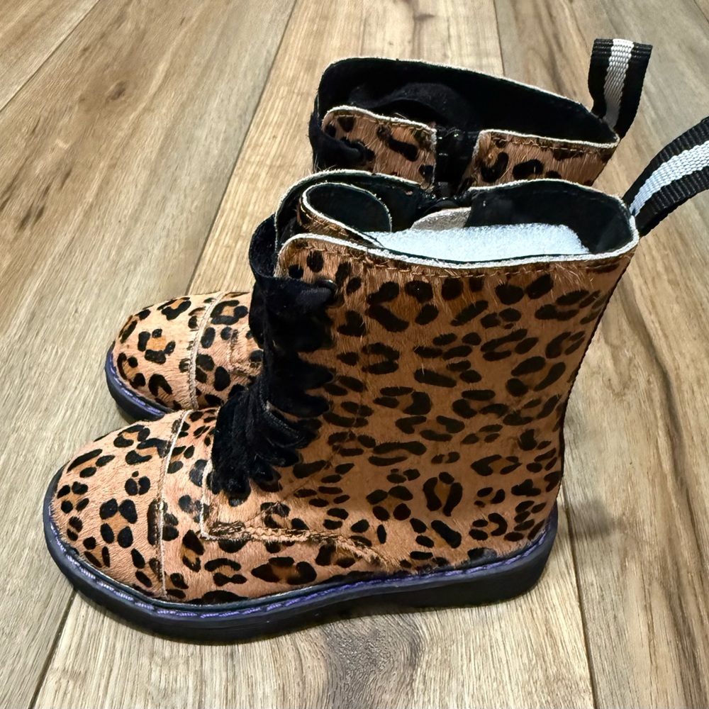 Spellbound Leopard Faux Fur & Purple Boots Shoes Size 9 Toddler Girls Boots New